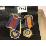 2 Fraternal order silver gilt medals for Antediluvian Order of Buffalo's.