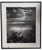 A framed and glazed signed photograph of aeriel view of Edinburgh circa 1920 by Alfred G Buckham