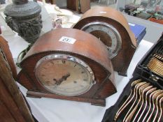 2 oak mantel clocks.