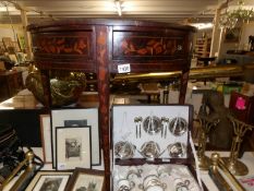 A D shaped marquetry inlaid table (needs some attention).