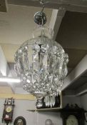 A crystal glass basket chandelier.