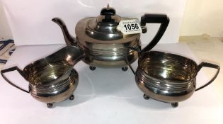 A 3 piece silver tea set, approximately 667 grams.