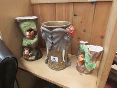 2 Hornsea vases and an elephant vase.