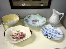 6 assorted items of china including unmarked 18/19th century blue and white dish.