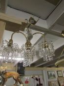 A 3 lamp chandelier, a/f.