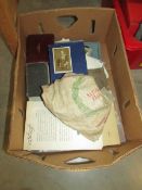 A large box of WW1 and WW2 ephemera including ID cards, autograph books, coupons,