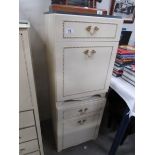A pair of cream bedside chests.