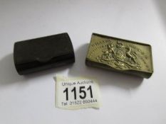 A William IIII brass snuff box and a bakelite snuff box.