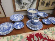 16 pieces of Copeland Spode blue and white china.