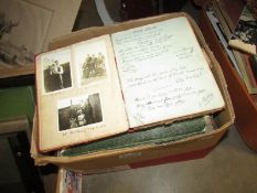 A box of albums of photographs including Military, farming, landscape, architecture etc.