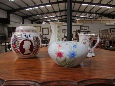 A Belleek vase, A Radford rose bowl,