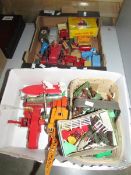 2 boxes of assorted die cast including Dinky, Corgi, Lesney, Spot on etc.