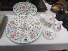 A Minton cake stand, oval tray, pin tray and posy vase.