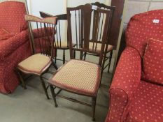 An inlaid bedroom chair and one other.