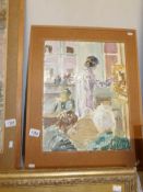 A framed 1970's British school oil on board entitled 'The Art Class Demonstration at the Easel'