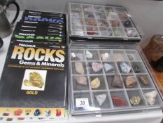 2 trays of rock gemstones, minerals etc.