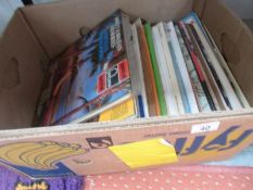 A box of LP records.