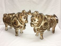 A pair of Pucara bulls, 1 a/f (early to mid 20th century).