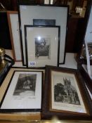 6 engravings of Lincoln scenes including Brayford Wharf, Cathedral, Cobb Hall, Glory Hole,