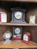 6 assorted mantel clocks.