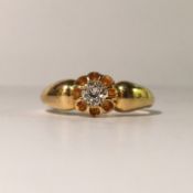 A Victorian old cut diamond ring with single stone in 18ct gold, H M Birmingham 1898,