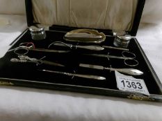 A cased silver manicure set by Rosenthal & Samuel Jacobs, 1883-1891 (incomplete).