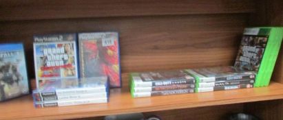 A quantity of Play station and X box games.