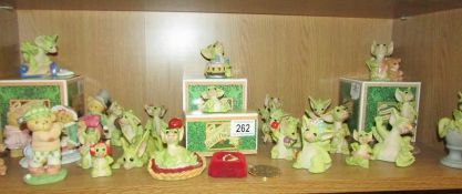 A collection of Whimsical World of Pocket Dragons (some boxed) and cherished Teddies,