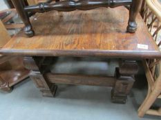 An oak coffee table.