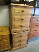 A pair of pine 3 drawer bedsides.