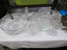 A mixed lot of glass ware including cut glass bowls.
