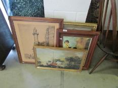 5 assorted framed prints.