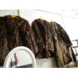 A fur coat and 2 fur jackets,
