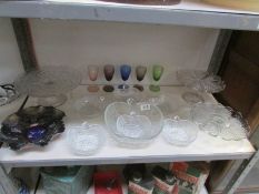 A mixed lot of glassware including carnival glass dish, cake stands etc.