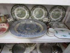 A mixed lot of china and glass including meat platter, Tudor ware jug, Johnson Bros bowl,