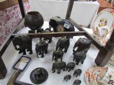 A quantity of elephant figures etc, some a/f.