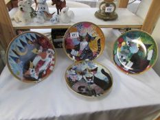 4 Bradex collector's plates depicting cats.