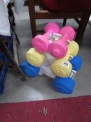 A set of gym/exercise weights.