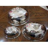 Mappin & Webb Interest- Set of 3 immaculate Mappin & Webb Silver-Plated Cloches- 10",