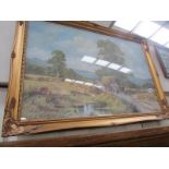 A gilt framed and glazed farming scene.