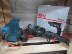 3 electric power tools - drill, angle grinder and sander.