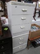 2 3 drawer white bedside chests.