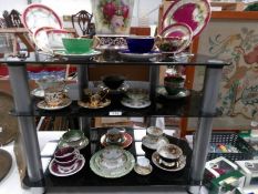 A collection of tea cups and saucers including Aynsley, Japanese etc.