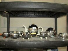 A quantity of retro metal ware including heatmaster teapot.