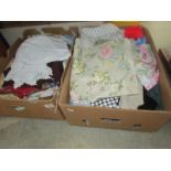 2 boxes of assorted textiles.