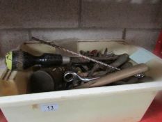 A box of various hand tools,