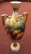 Royal Worcester Interest- Signed William Ricketts Fruit-painted Royal Worcester Vase,