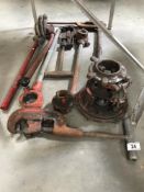 Various heavy pipe tools including pipe benders, cutters, threaders etc.