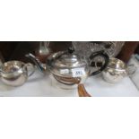 A 3 piece silver plate (EPBM) tea set.