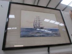 A framed and glazed watercolour of The Cutty Sark,